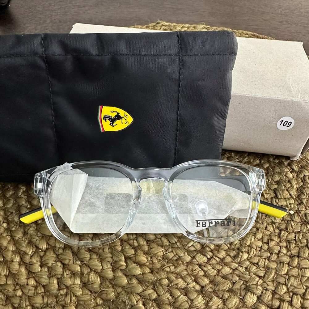 Unisex Ferrari Clear Lens Yellow/Black Detail Glasses FZ8021U